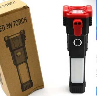 Versatile High Power LED Flashlight | Power Bank & Window Hammer